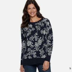 Sweater Black Sparkle Silver Croft & Barrow New with tags Floral 3X Plus Size